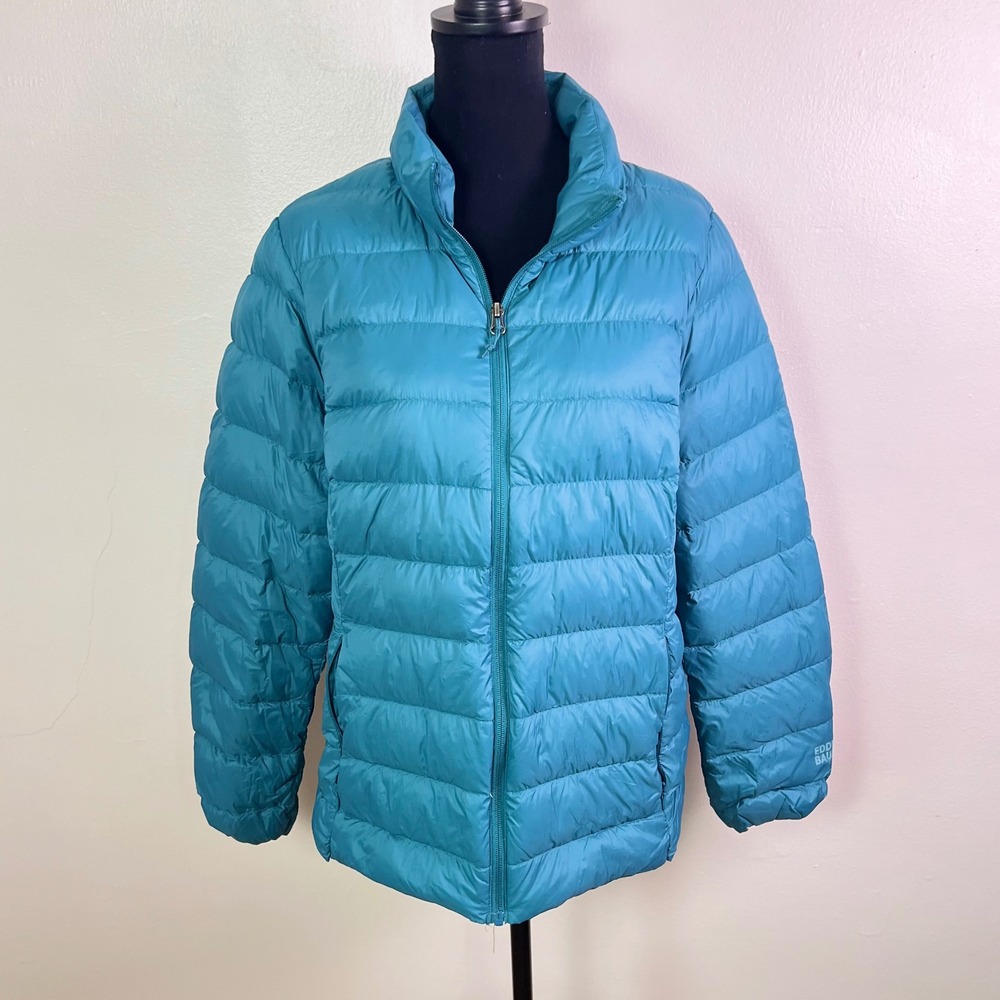 Eddie Bauer CirrusLite Jacket XL Teal Blue 650 Down Insulated Quilted Full Zip